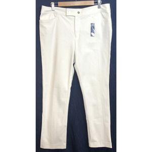 NWT Chaps Womens Petite White Stretch Twill Slimming Mid-Rise Pants Size 14P